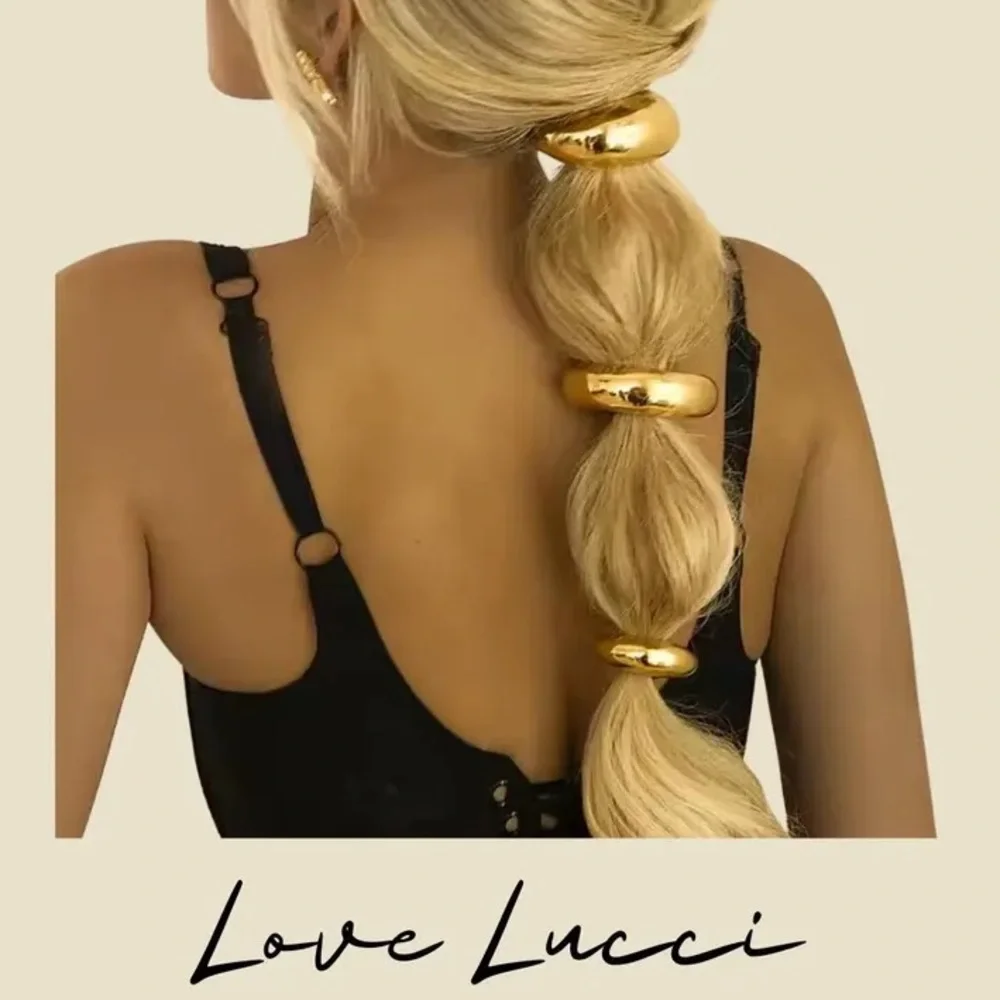 Love Lucci Gold Tone Large‎ Chunky Statement Hair Accessory Ponytail Holder